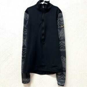 Nike Pro Dri-Fit 1/2 Zip Black & Gray Base Layer Long Sleeve Size XS